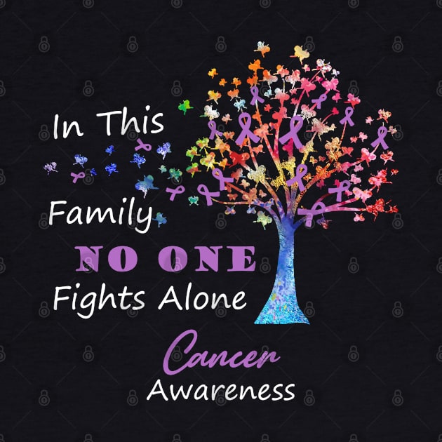 Cancer Awareness No One Fights Alone, Tree Ribbon Awareness by DAN LE